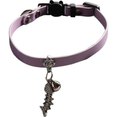 80%HOTPet Collar Fish Bone Pendant Decor Decorative Wear-resistant Pet Cats Necklace with Bell Pet Product