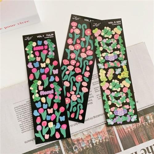 Cute Flower Tulip Stickers Decoration Scrapbooking Diary Album DIY Hand Account Collage Material Kawaii Stationery Sticker