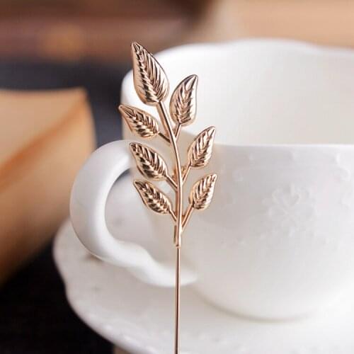 Fashion alloy wheat leaf Lapel pin broche Brooches korea Mens suits Shirt collar buckle needle button Collar clip