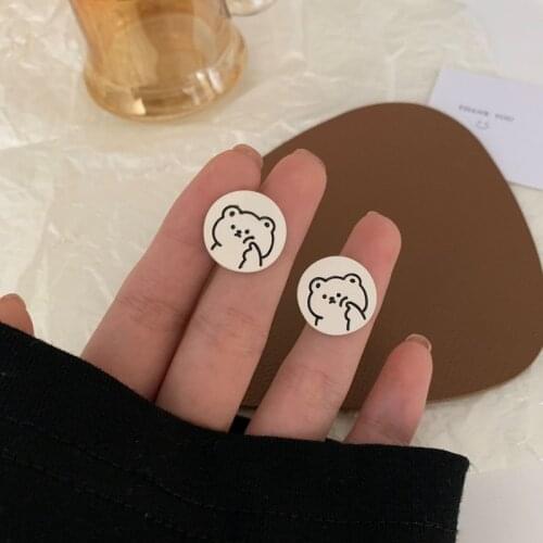 Fashion Women Bear Rabbit White Earrings 2021 Trend Simple and Cute Girl Student Accessories Party Birthday Earrings Jewelry