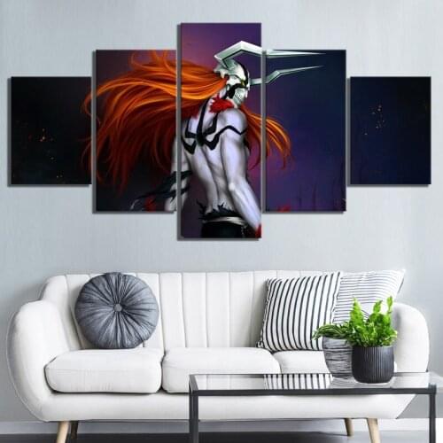 Wall Art Modular Pictures 5 Panel Kurosaki Ichigo Bleach Poster Living Room Anime Home Decoration Canvas Printed Paintings