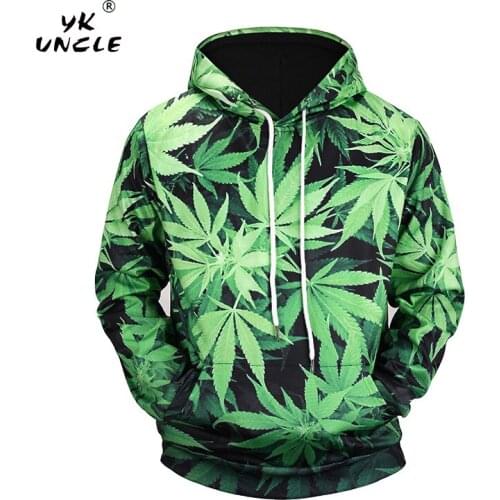 YK UNCLE Brand Leaves Pattern New Fashion Men Hoodie 3d Printing Couples Streetwear Sweatshirts Coats Colorful Tracksuits Pocket