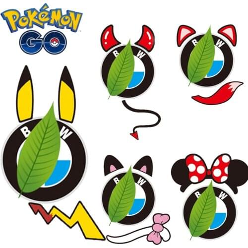 Pokemon Pikachu Car Sticker Body Sticker Cartoon Cute Ear Personality Decorative Car Logo Modified Car Sticker Scratch Sticker