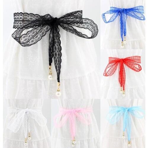 2018 New Arrival 1PC Pink Blue Knot Skirt Adjustable Pearl Red Allergy Free Long White Black Girls Korean Lace Elasticity Women