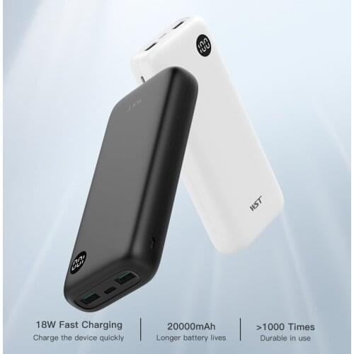 WST 20000mAh Portable Phone Charger External Battery Power Bank PD3.0 Quick Charge with Digital Display Dual Input and Output