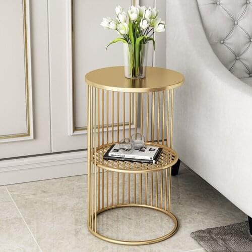 Living Room Simple Marble Golden Side Tables Home Furniture Modern Gold Stainless Steel Frame Luxury Nighstand Bedside Table