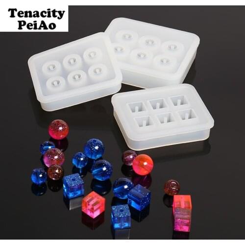 Transparent Rectangle Silicone Beads Mould Square Ball 6 Hanging Holes DIY Epoxy Jewelry Mold resin molds for jewelry