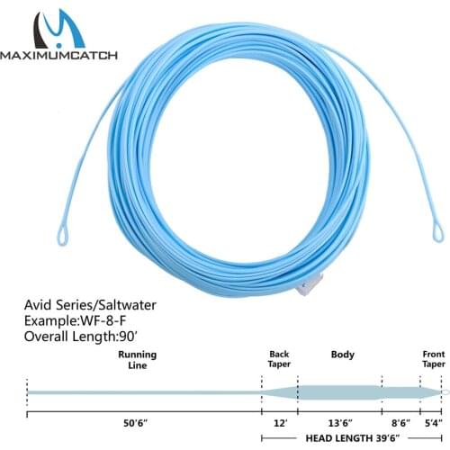 Maximumcatch 8wt/9wt/10wt Saltwater Fly Fishing Line Sea Fishing 90FT temperature&Corrosion resistance Floating Fly Line