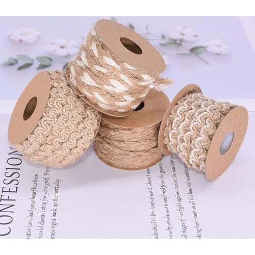 5meters Natural Burlap Braided Jute Twine Rope Hand-woven Hemp Rope Gift Packing Strings Wedding Event Party Home Decor Supplies