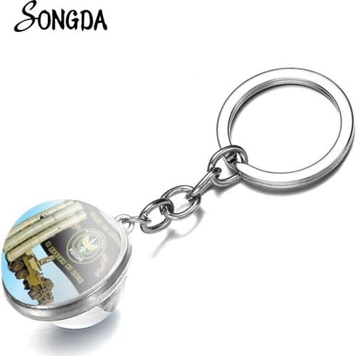 Vintage Interesting Voyska Keychains Double-sided Glass Fashion Cartoon Men Key Chain For Military Fans Jewelry Gift Accessories