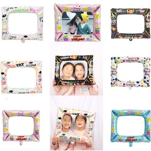 Birthday Photo Booth Foil Balloons Party Decorations Photo Frame Balloon Kids Adult Baby Shower Supplies Wedding Decoration