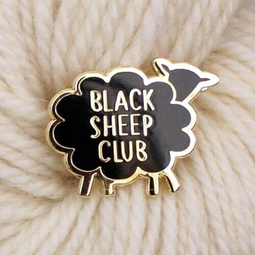 Black Sheep Club Yarn Knitting Crochet Enamel Brooch Pin Backpack Hat Bag Lapel Pins Badges Women Mens Fashion Jewelry Gifts