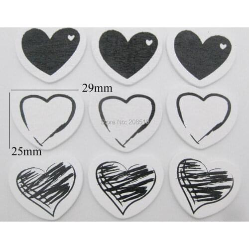 WBNWWS 100pcs Romantic Heart Buttons home decoration DIY paper card scrapbooking flatback wood embellishment buttons