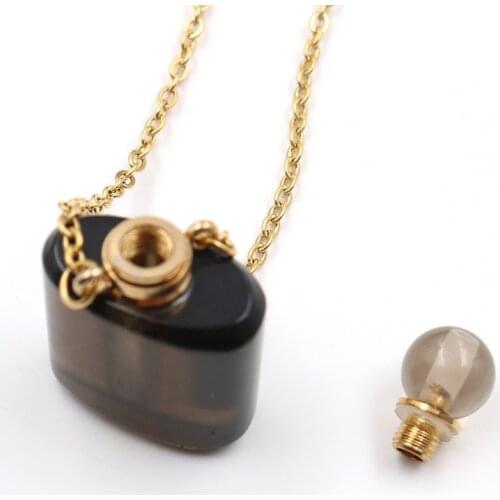 YJXP Rectangle Shape Scent-bottle Pendant Necklace for Essential Oil Aromatherapy Natural Crystal Quartzs Perfume Charms Jewelry