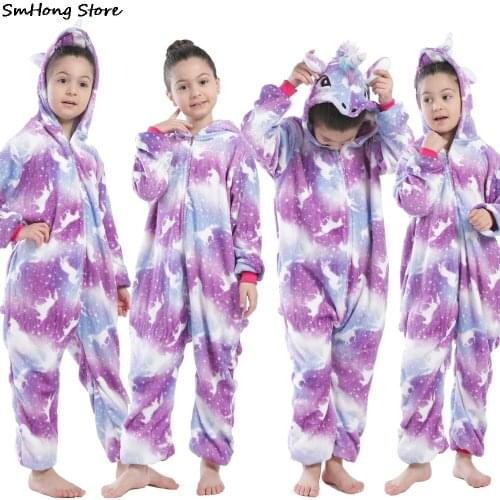 Winter Hooded One Piece Kigurumi Unicorn Onesies Children Sleepwear Pyjamas Kids Unicorn Pajamas Pyjamas Kids