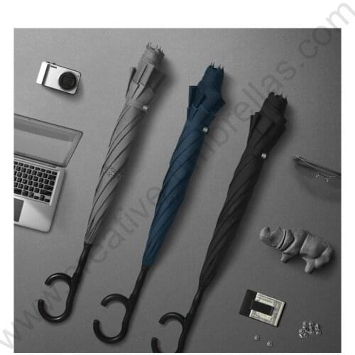2pcs/lot 113cm auto open C-Hook Reverse hands-free business umbrella enlarge Layer Inverted standing parasol with shoulder belts
