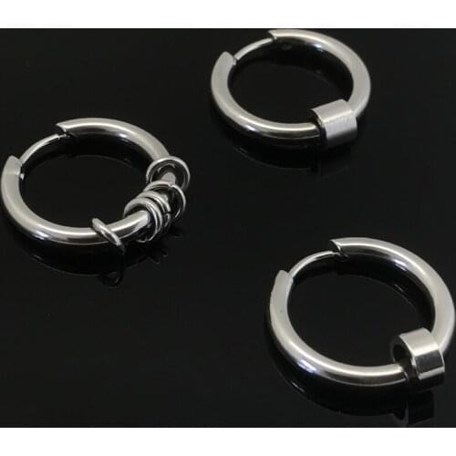 1 Small Punk Rock Trendy Tone Hoop Earrings Round Loop Link Chain Earrings for Women Party Jewelry Stainless Steal Earrings