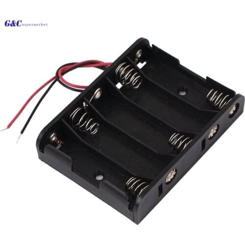 1Pcs Plastic Battery Storage Case Box Holder 5 X AA 5xAA 2A 7.5V wire leads diy electronics
