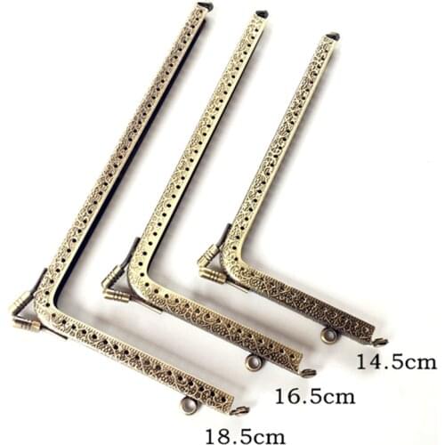 10Pcs Bronze Tone Flower Convex L Shape Metal Frame Kiss Clasp Lock Clutch Coins Purse Handbag Bag Handle Accessories