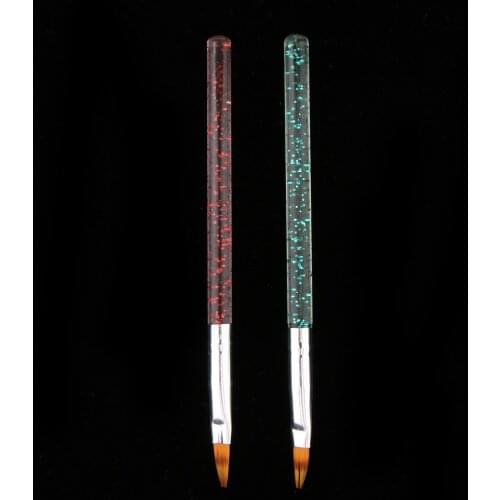 2Pcs Acrylic Nail Art Pen Tips UV Builder Gel Painting Brush Manicure Set