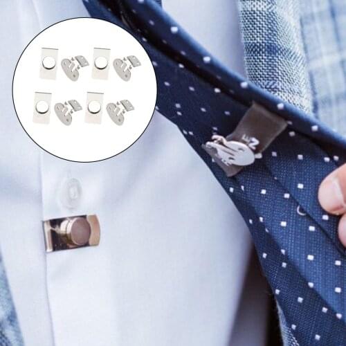 4 Pairs Type Anti-Wrinkle Clip Anti-Floating Tie Clips Stainless Steel