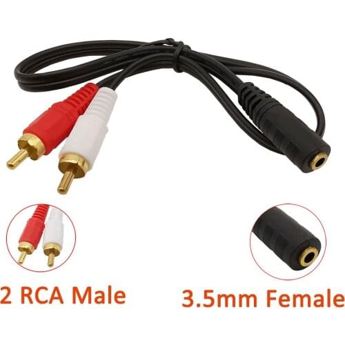 5Pcs Universal 3.5mm Stereo Audio Female Jack to 2 RCA Lotu Head Male Socket Adapter AUX Plug Connector Headphone Y Cable 45CM
