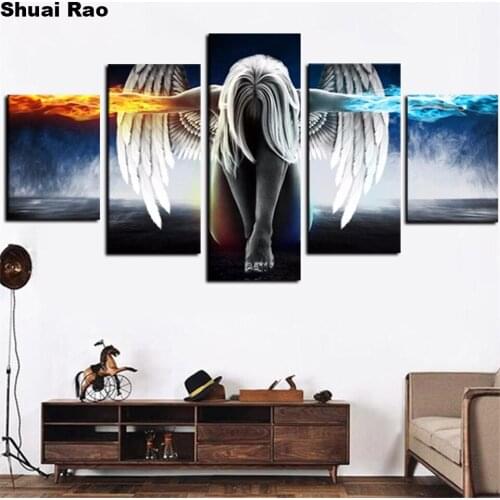 Angeles Girls diamond embroidery 5 Piece handcraft 5d diy diamond painting full square round multi Panel pattern mosaic set