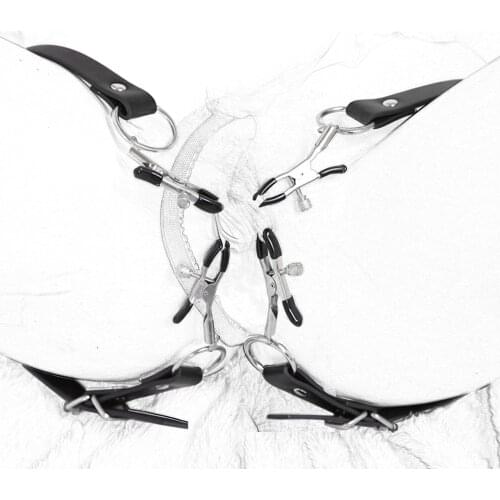 BDSM Bondage Wrap Around Thigh Spread Spreader Straps With Clit Clamps,Humiliation Play, Nipple Clamp Cosplay Adult Game Sex Toy