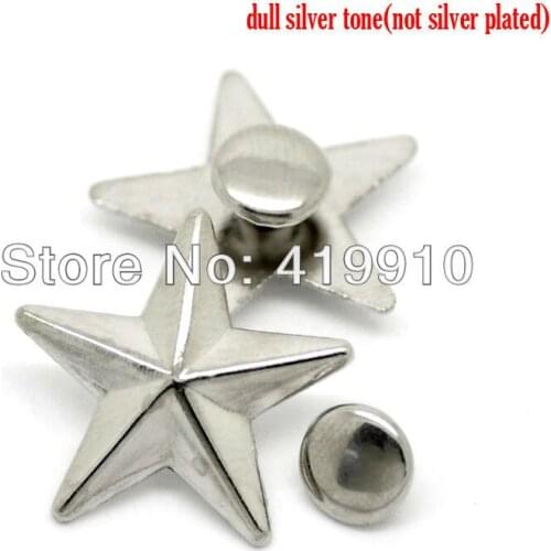 Free shipping -30 Sets Silver Tone Star Rivet Studs Spots 19mmx18mm 7mm Bag Leather Clothes J1265