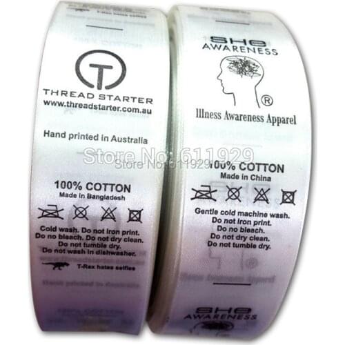 Free shipping custom clothing printed care labels/washing tag/washable garment labels/washing signs/tag printing/brand 500 pcs