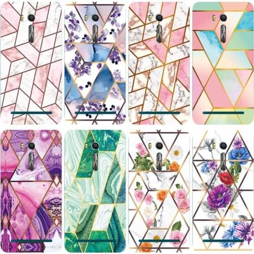 For Asus Zenfone Go ZB552KL X007D 5.5" Funda Glossy Colorful Silicone Phone Back Cover Geometric Marble Soft Phone Case Shell