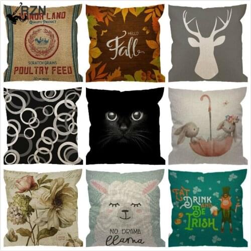 Cat Pillow Case Cute Black Cat Face with Black Eye Cotton Linen Square Cushion Cover Pillowcase for Home Decorative Sofa Bedroom