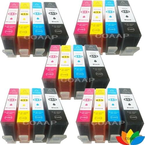 20PCS Compatible HP 655 HP655 C M Y BK Ink Cartridge with chip For Deskjet 3525 4615 4625 5525 6520 6525 6625