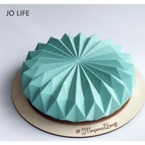 JO LIFE Creative Geometry Silicone Fondant Mold 3D Pan Round Origami Mousse Cake Decorating Tools Dessert Pan Mould