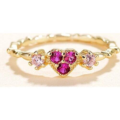 Heart Shape Red Crystal Rings Luxury Fine Jewelry For Women