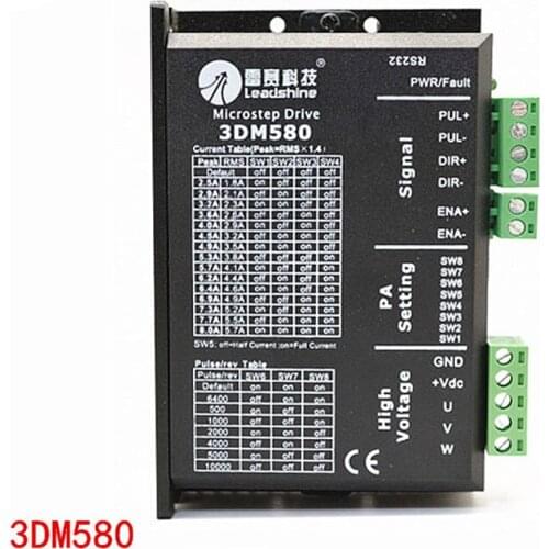Leadshine 3DM580 stepper motor driver 3-phase 18-50VDC 8.0A 57 86 motor control for Engraver Cutting Machine Can replace 3ND583