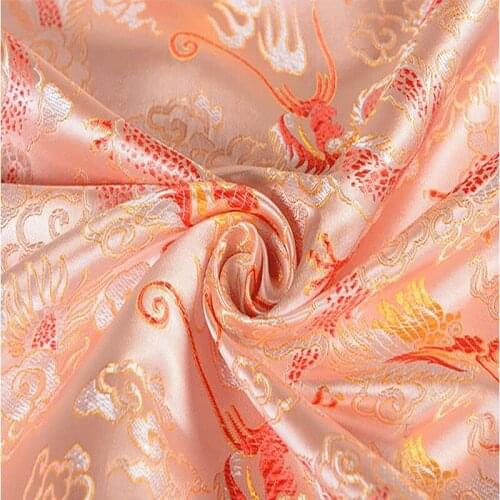 115x100cm Metallic Jacquard Brocade Fabric, Pink Dragon style 3D jacquard yarn dyed fabric for clothing,bedding,bag,curtain