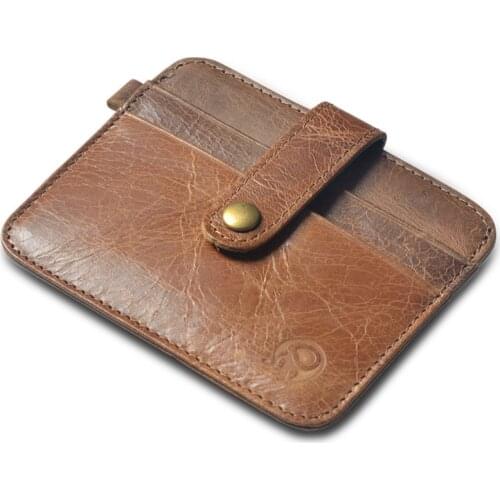 Mini wallets hasp small purse 100% real genuine leather wallet mens purses male vintage Thin Money Clip