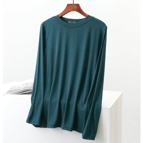 MOINWATER 2021 New Women Long Sleeve Tees Lady Modal Soft Basic T-shirts Female Casual Elasticity Tops MLT2032