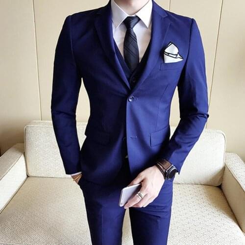 Men Skinny 3 Pieces Set Formal Slim Prom Suit/Male Groom Wedding Blazers High Quality Dress Jacket Coat Pants Vest anzug herren