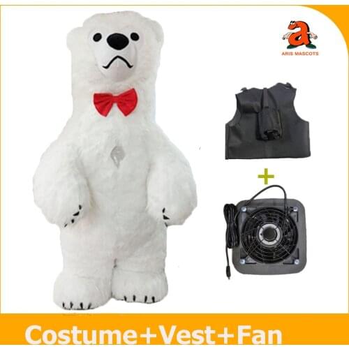 Inflatable Polar Bear Mascot Costume Giant Fursuit White Bear Blow Up Plush Suit Full Body Fancy Dress Carnival Costumes