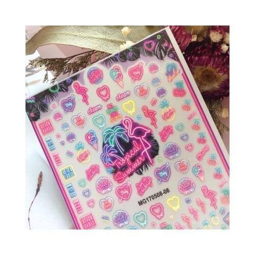 2020 New DIY Japanese Style Flamingo Teddy Bear Nail Sticker Super Thin Light Traceless Nail Stickers Nail Art Women Girl Gifts