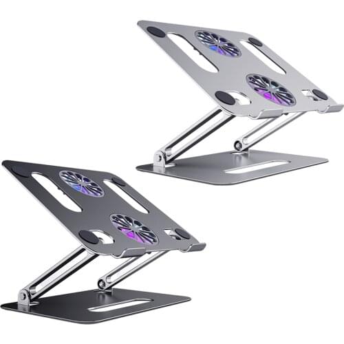 Table Adjustable Metal Laptop Stand Holder Riser with Cooling Fan for Office Home
