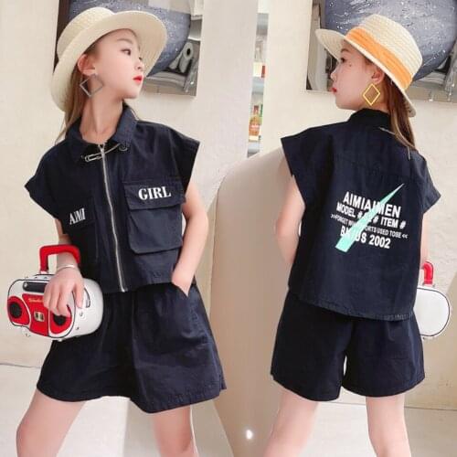 New Summer 2021 Toddler Baby Girl 2PCS/Set Sleeveless Letter Printed T-Shirt+Short Pants Set Suitable For 3 4 5 6 7 8 9 10 12