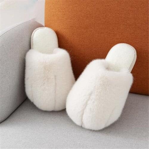 Wholesale Winter Womens/Men Plush Slippers Indoor Warm Furry Home Shoes Ladies/Male Cotton Flip Flops Designer Couples Slides