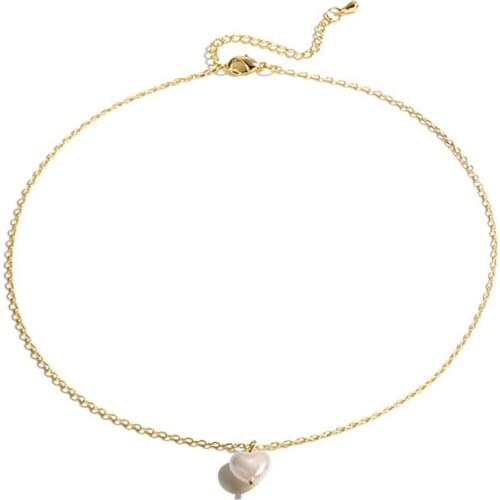 Imitation Pearls Heart Shaped Pendant Necklace Charm Necklace For Women Fashion Clavicle Chain Jewelry Necklace