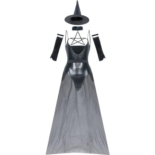 Sexy Devil Witch Clothes Leather Dress Adult Halloween Costume Wizard Costume Role Play halloween costumes for women