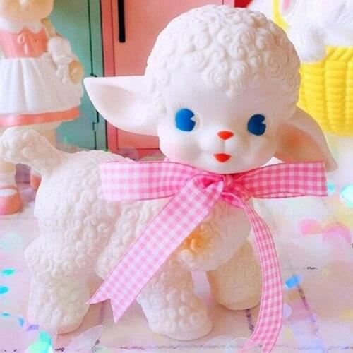 Retro Classic Rubber Sheep Dolls Cute Girl Sweetheart Decoration Birthday Gift Lamb Toy Static Animal Model Sounding Toys