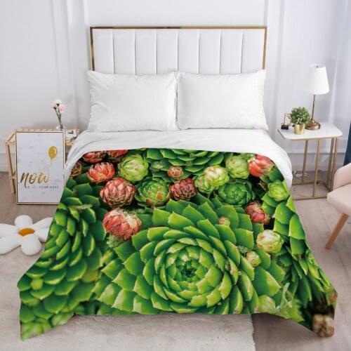 Luxury Duvet cover Quilt/Blanket/Comfortable Case 140x200 150x200 240x220 for Home 3D Bedding Print Nordic Cactus Dark green