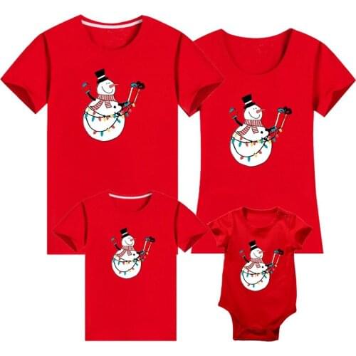 Christmas Snowman Family Matching Clothes Adult Kids Mommy and Me T-Shirt Baby Girl Boy Bodysuit Xmas Print Men and WomenT-Shirt